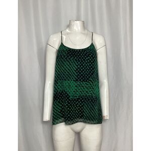Theory Polka Dots Scoop Neck Camisole Tank Top in Green Silk